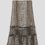 GANNI Printed Viscose Chiffon Long Ruffle Skirt