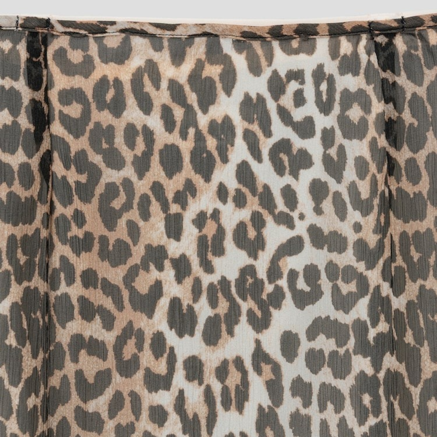 GANNI Printed Viscose Chiffon Long Ruffle Skirt