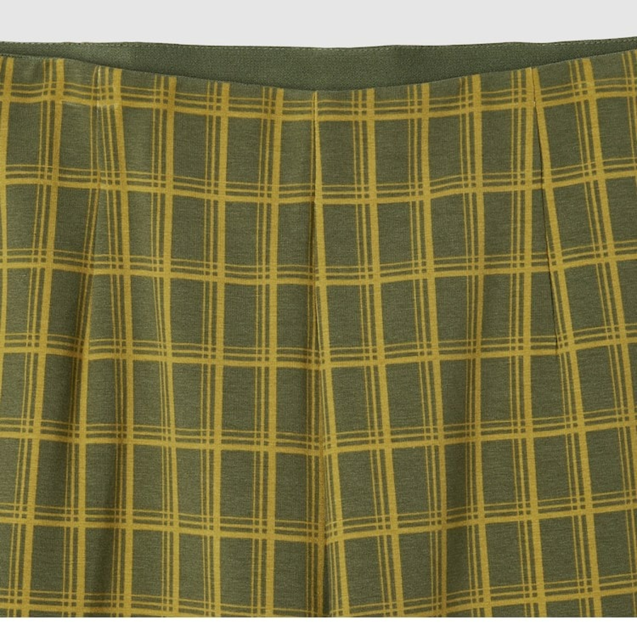 JAJU Check Wide Pants (Dark Khaki) — свободный крой и классика в клетку