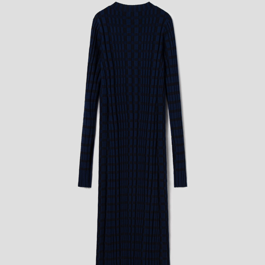 Maison Kitsune Women Checked Ribbed Long Dress