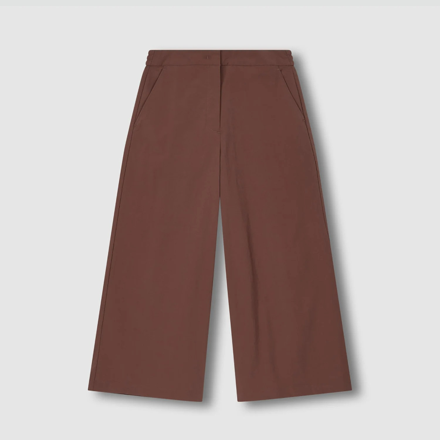 JAJU Square Texture Wide Culotte Pants (Brown) — комфортный стиль с ощущением лёгкости