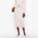 Maison Kitsune Women Baby Fox Patch Pleated Ribbed Midi Skirt