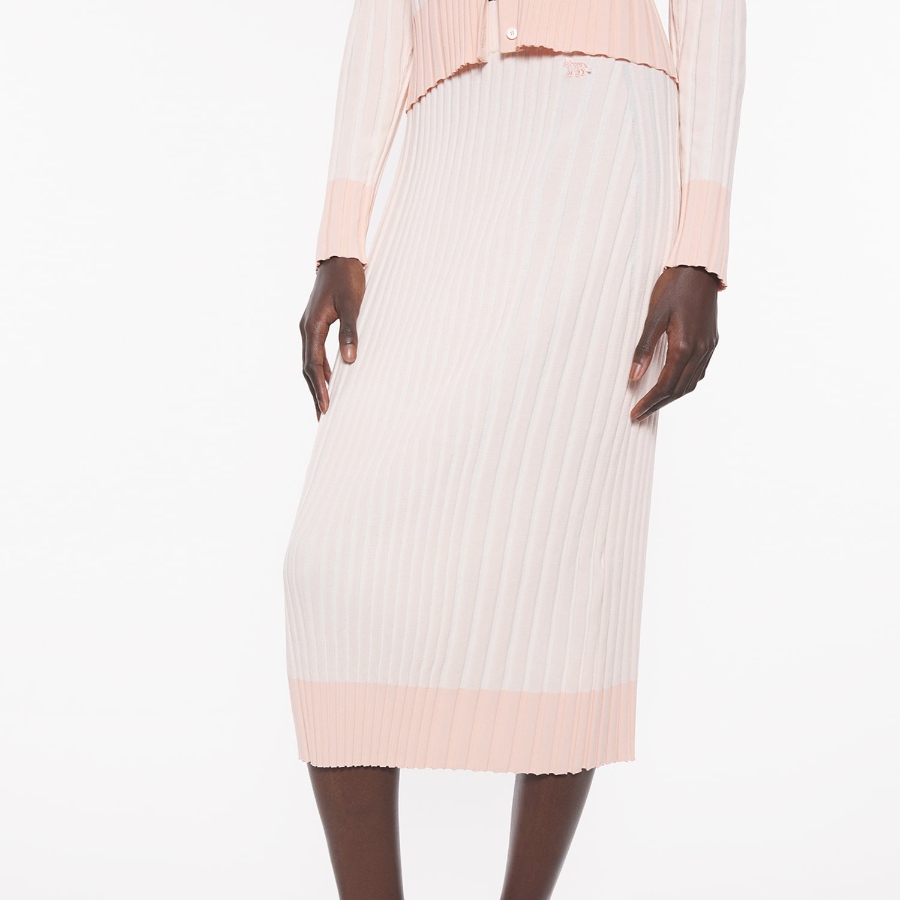 Maison Kitsune Women Baby Fox Patch Pleated Ribbed Midi Skirt