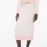 Maison Kitsune Women Baby Fox Patch Pleated Ribbed Midi Skirt