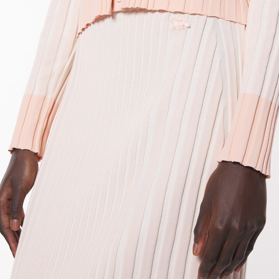 Maison Kitsune Women Baby Fox Patch Pleated Ribbed Midi Skirt