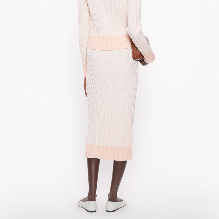 Maison Kitsune Women Baby Fox Patch Pleated Ribbed Midi Skirt