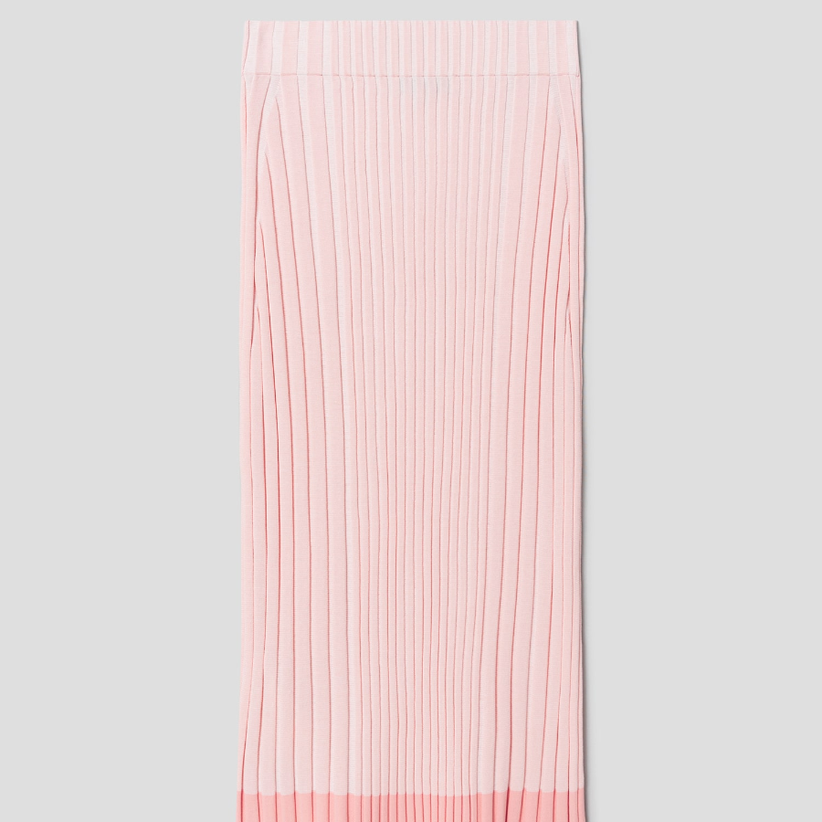 Maison Kitsune Women Baby Fox Patch Pleated Ribbed Midi Skirt