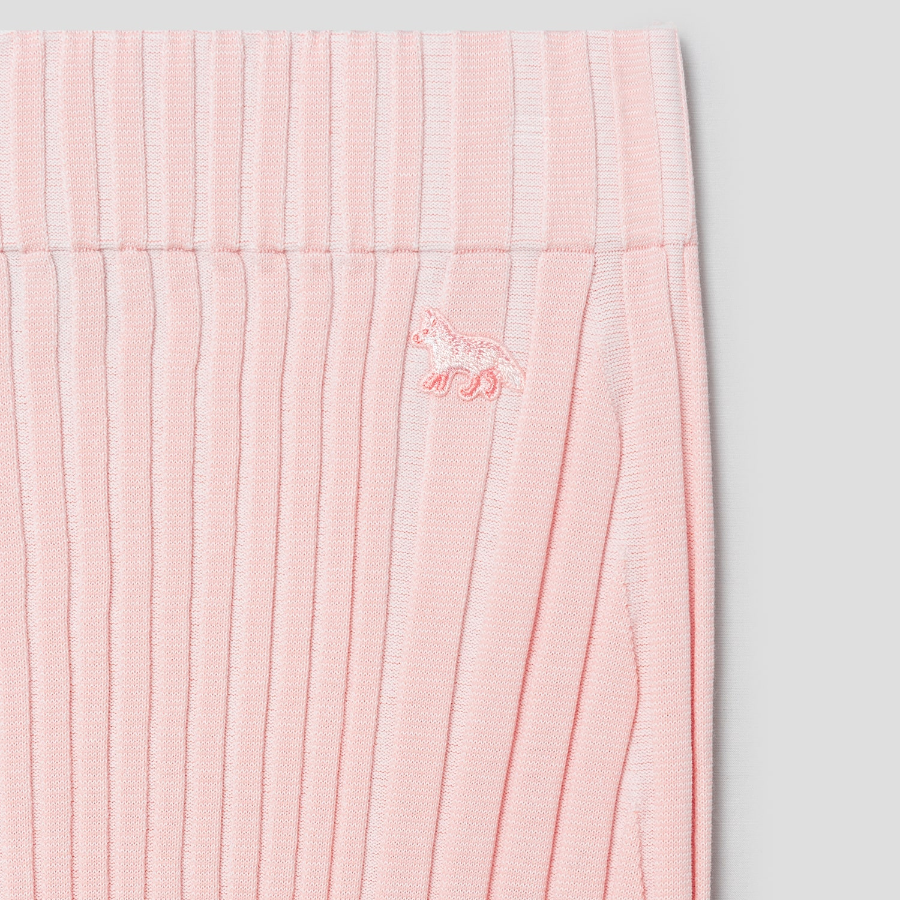 Maison Kitsune Women Baby Fox Patch Pleated Ribbed Midi Skirt