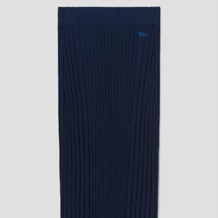 Maison Kitsune Women Baby Fox Patch Pleated Ribbed Midi Skirt