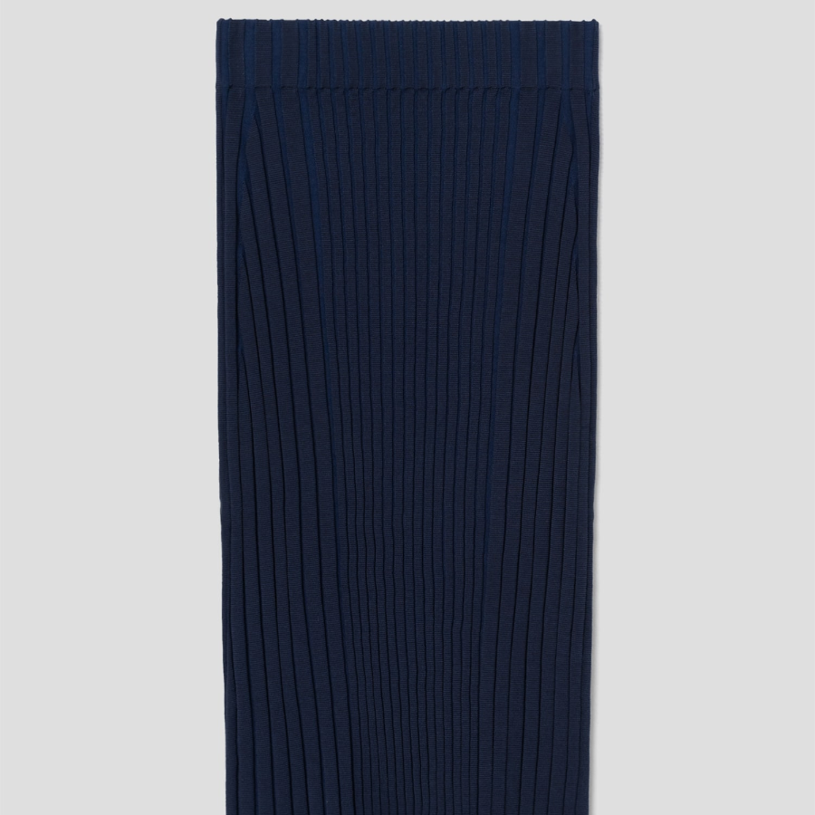 Maison Kitsune Women Baby Fox Patch Pleated Ribbed Midi Skirt