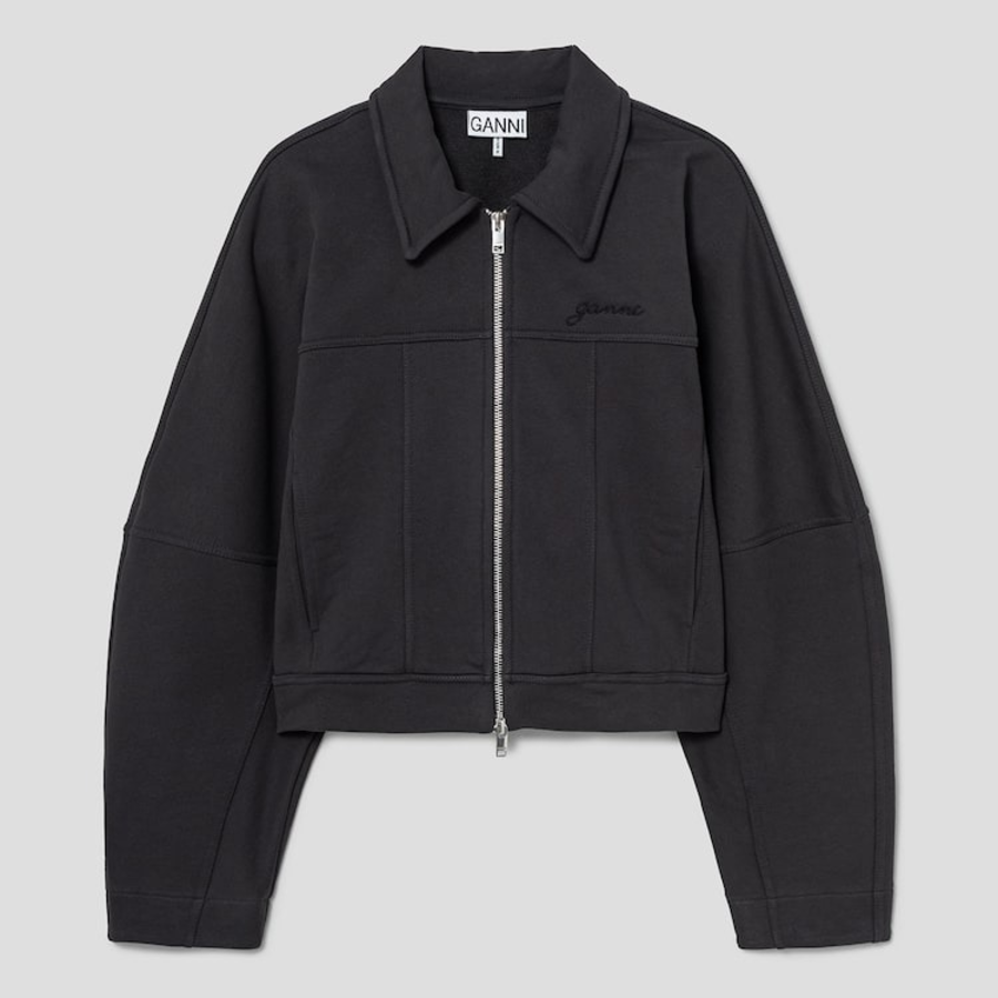 GANNI Heavy Jersey Bomber Terry – Ash