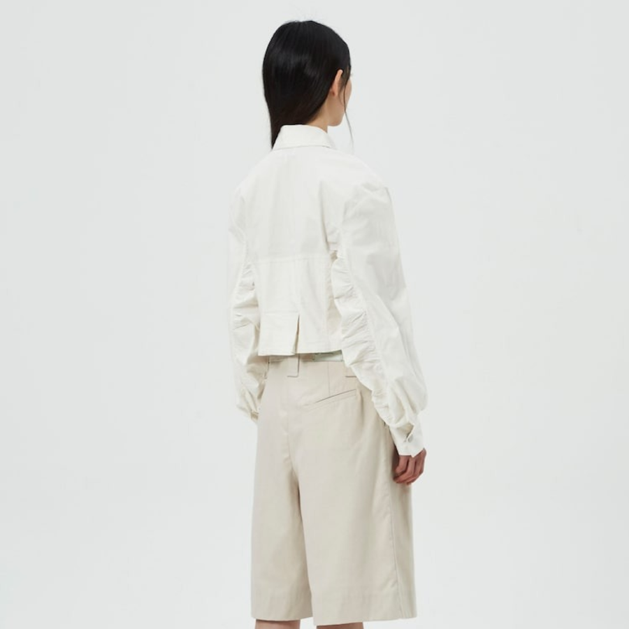 GANNI Washed Stretch Cotton Bomber Corsetshirt – Ivory