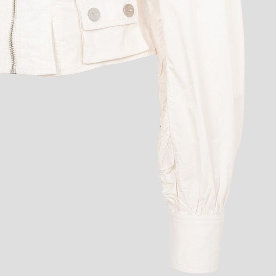 GANNI Washed Stretch Cotton Bomber Corsetshirt – Ivory