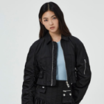 GANNI Duchesse Nylon Fitted Jacket – Black