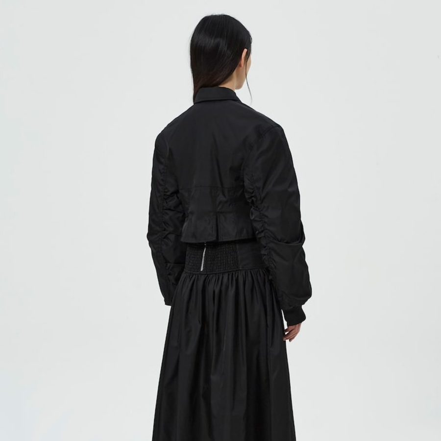 GANNI Duchesse Nylon Fitted Jacket – Black