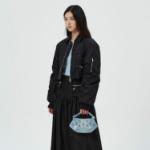 GANNI Duchesse Nylon Fitted Jacket – Black