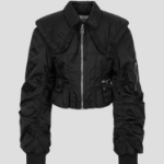 GANNI Duchesse Nylon Fitted Jacket – Black