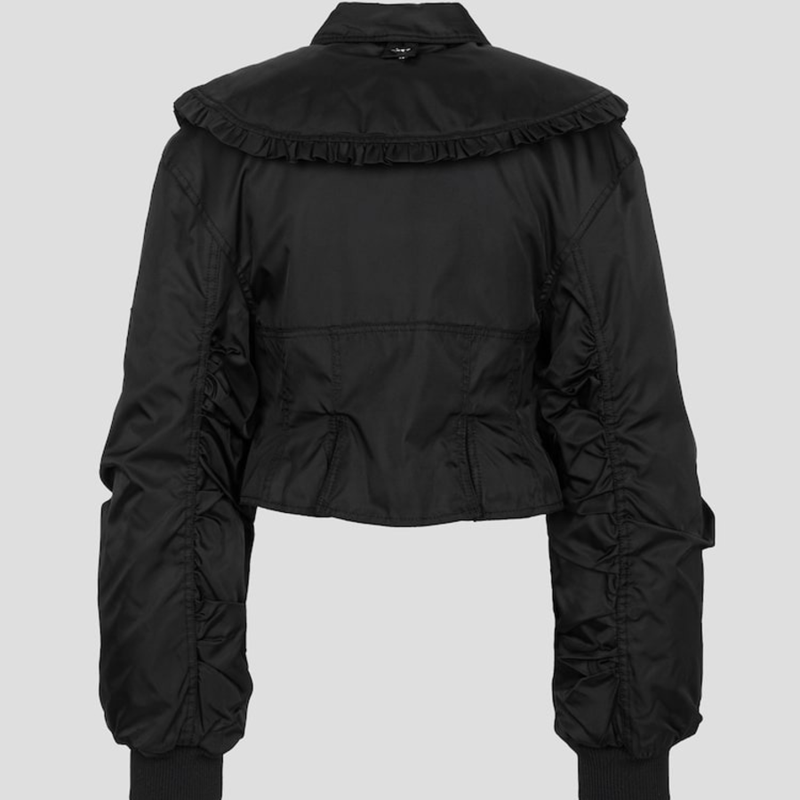 GANNI Duchesse Nylon Fitted Jacket – Black