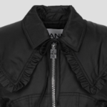 GANNI Duchesse Nylon Fitted Jacket – Black
