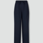 JAJU Linen Blended Wide Banding Pants (Navy) — прохлада и комфорт в расслабленном силуэте