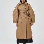 GANNI Bonded Cotton Trench Coat – Tigers Eye