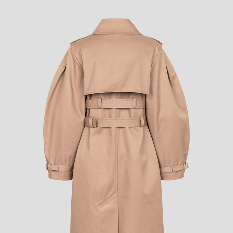 GANNI Bonded Cotton Trench Coat – Tigers Eye