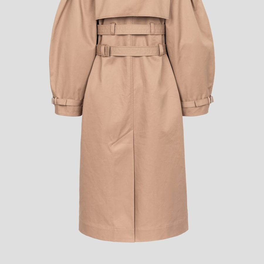 GANNI Bonded Cotton Trench Coat – Tigers Eye