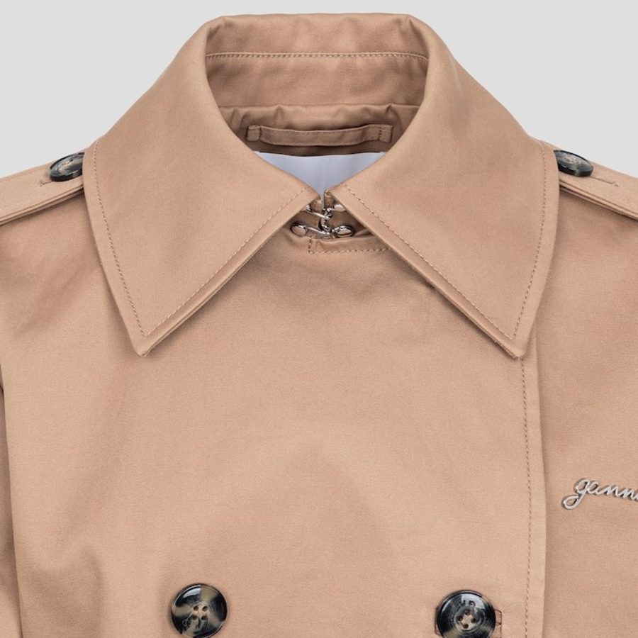 GANNI Bonded Cotton Trench Coat – Tigers Eye