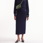 Maison Kitsune Women Tonal Fox Head Patch Long Ribbed Skirt