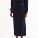 Maison Kitsune Women Tonal Fox Head Patch Long Ribbed Skirt