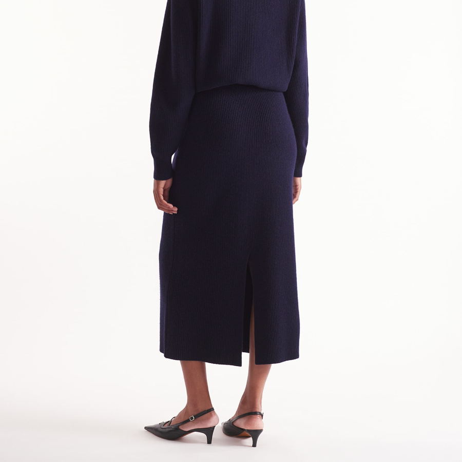 Maison Kitsune Women Tonal Fox Head Patch Long Ribbed Skirt