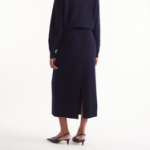 Maison Kitsune Women Tonal Fox Head Patch Long Ribbed Skirt