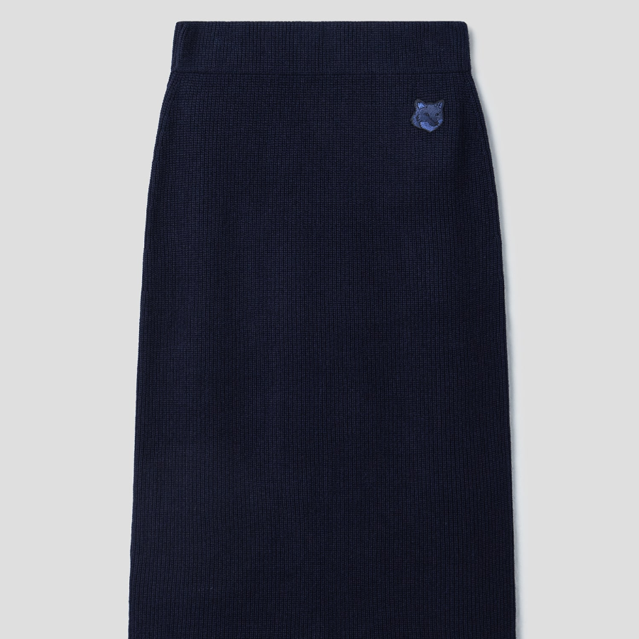Maison Kitsune Women Tonal Fox Head Patch Long Ribbed Skirt