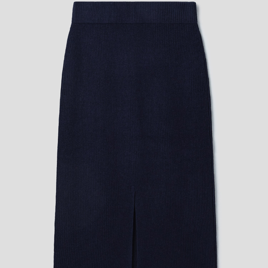 Maison Kitsune Women Tonal Fox Head Patch Long Ribbed Skirt