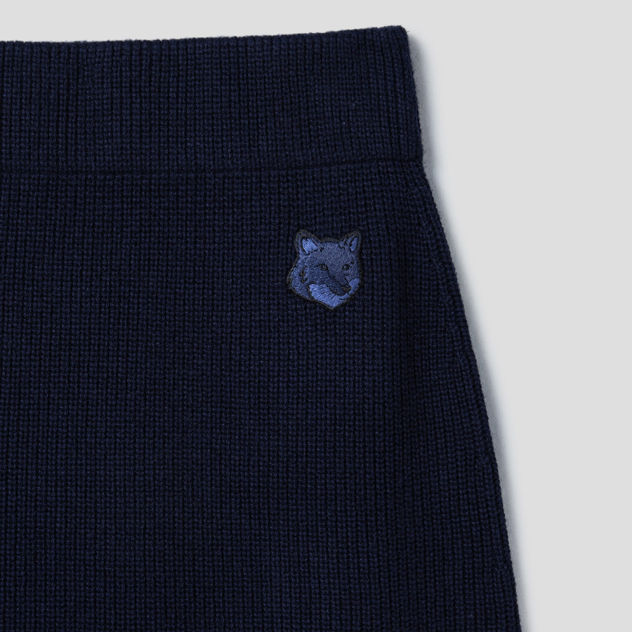 Maison Kitsune Women Tonal Fox Head Patch Long Ribbed Skirt