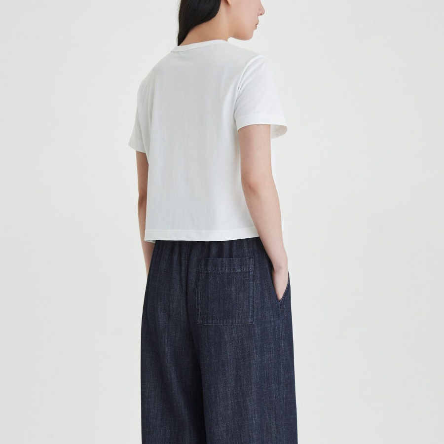 JAJU Denim Banding Pants (Navy) — повседневный комфорт в мягком джинсовом исполнении