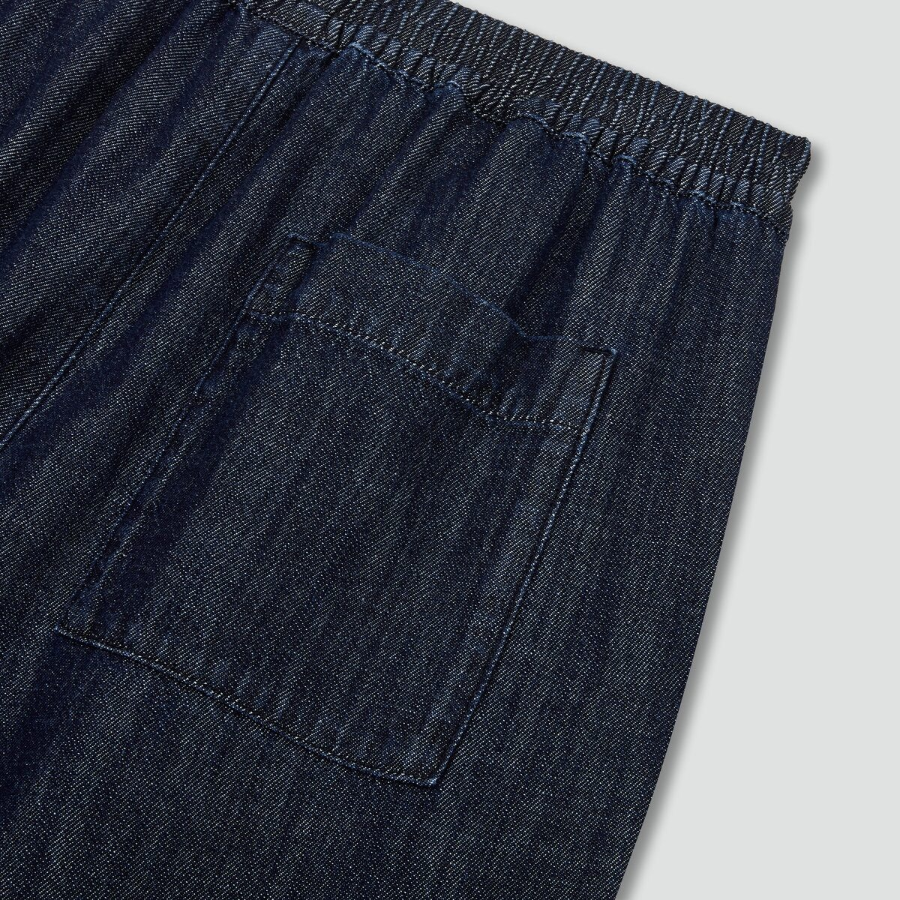 JAJU Denim Banding Pants (Navy) — повседневный комфорт в мягком джинсовом исполнении