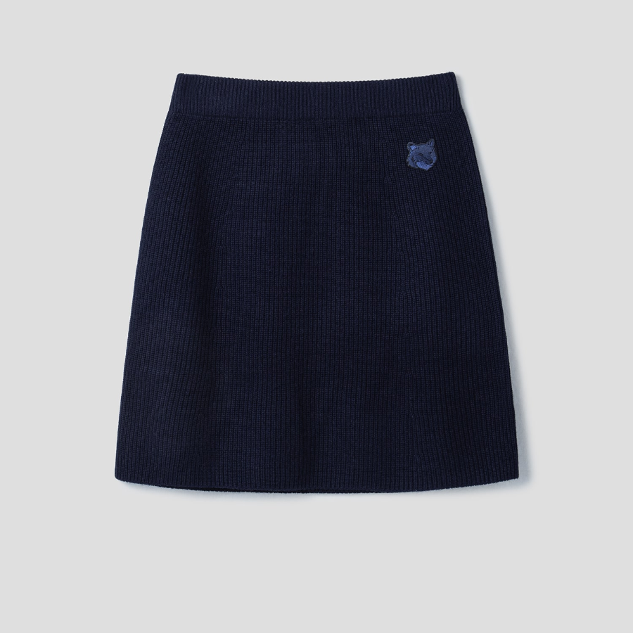 Maison Kitsune Women Bold Fox Head Patch Ribbed Short Skirt