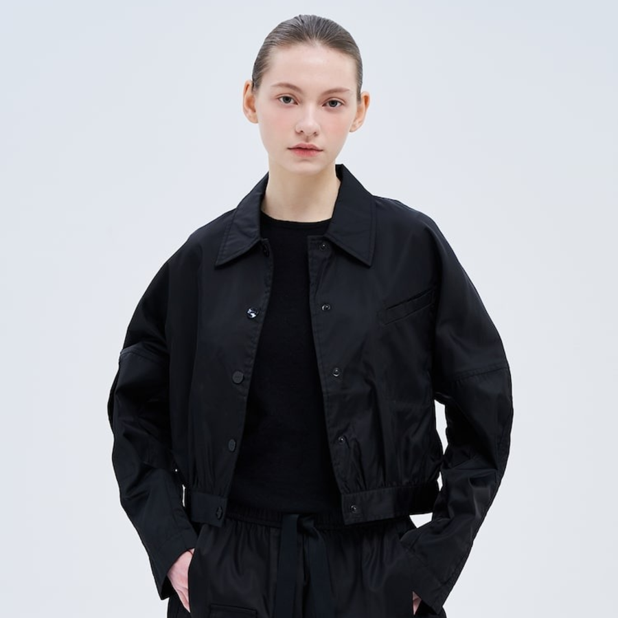 GANNI Duchesse Nylon Short Jacket – Black