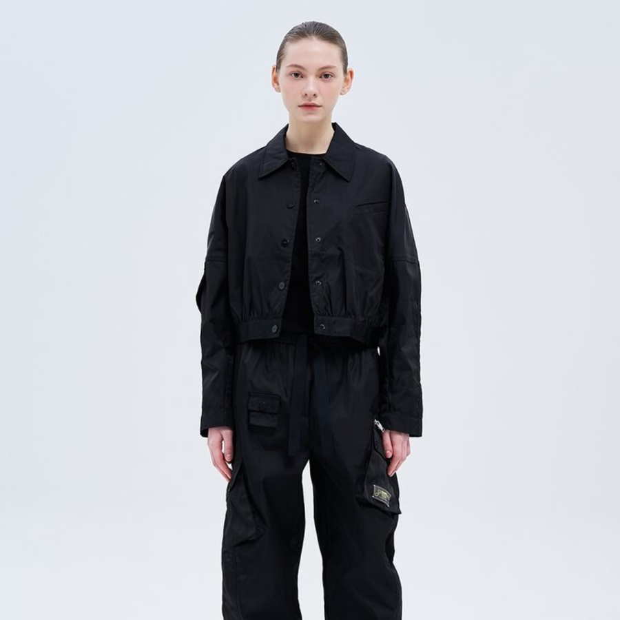 GANNI Duchesse Nylon Short Jacket – Black