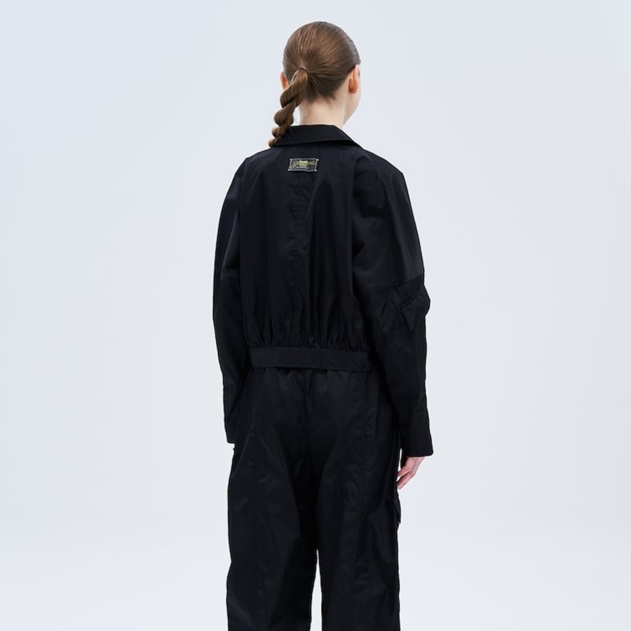 GANNI Duchesse Nylon Short Jacket – Black