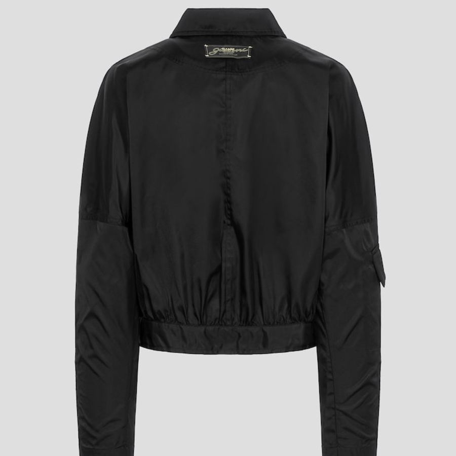 GANNI Duchesse Nylon Short Jacket – Black