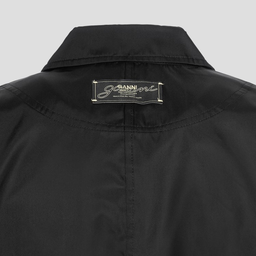 GANNI Duchesse Nylon Short Jacket – Black