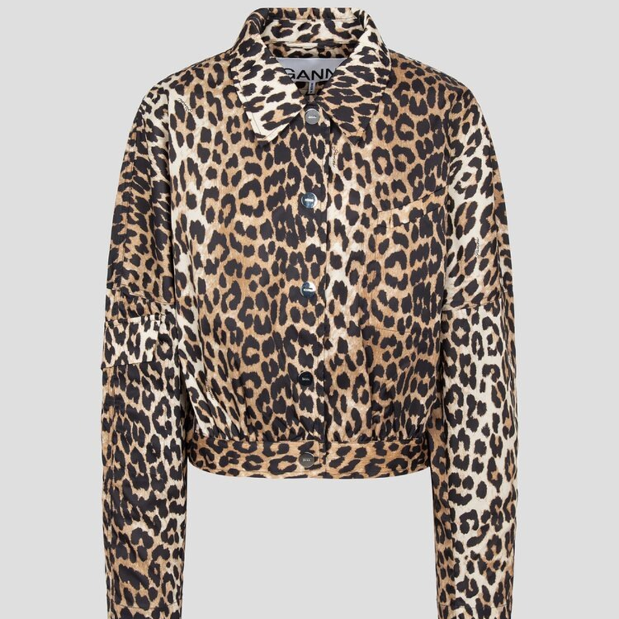 GANNI Duchesse Nylon Short Jacket – Brown