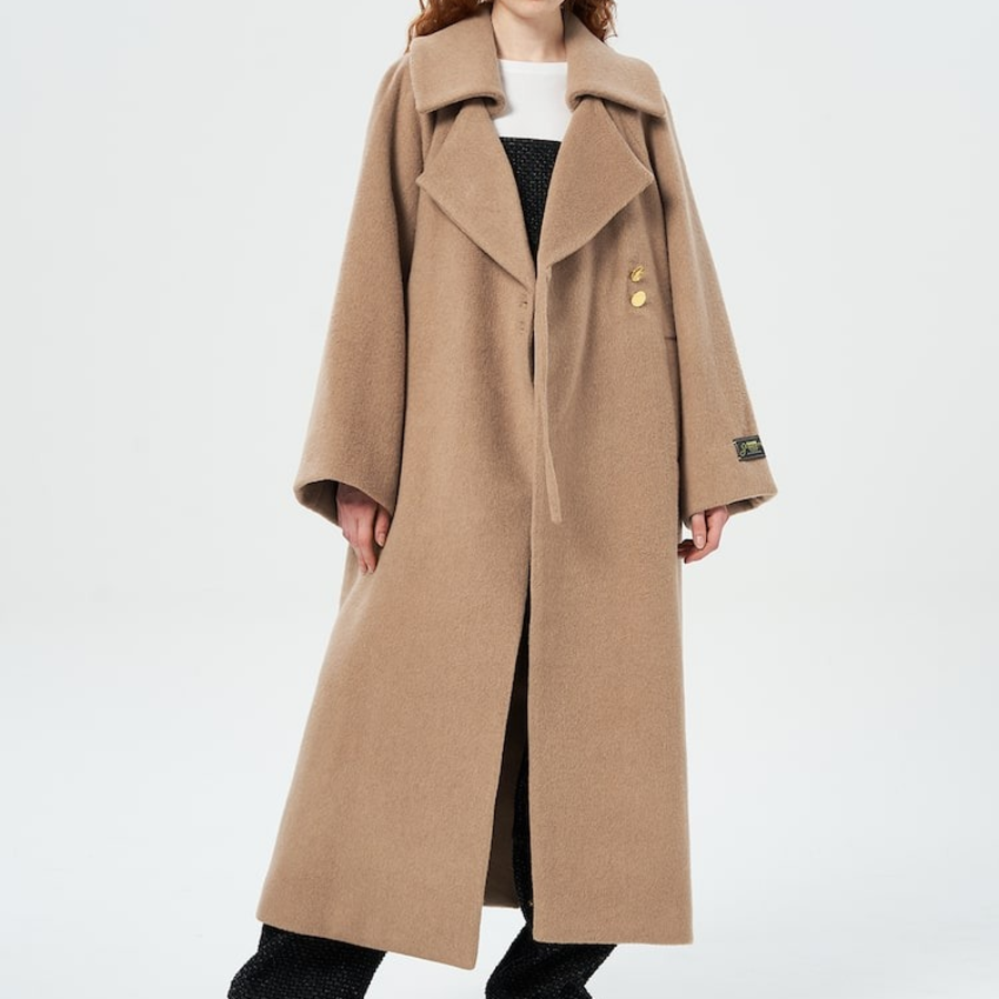 GANNI Double Face Wool Coat – Yellowish Brown