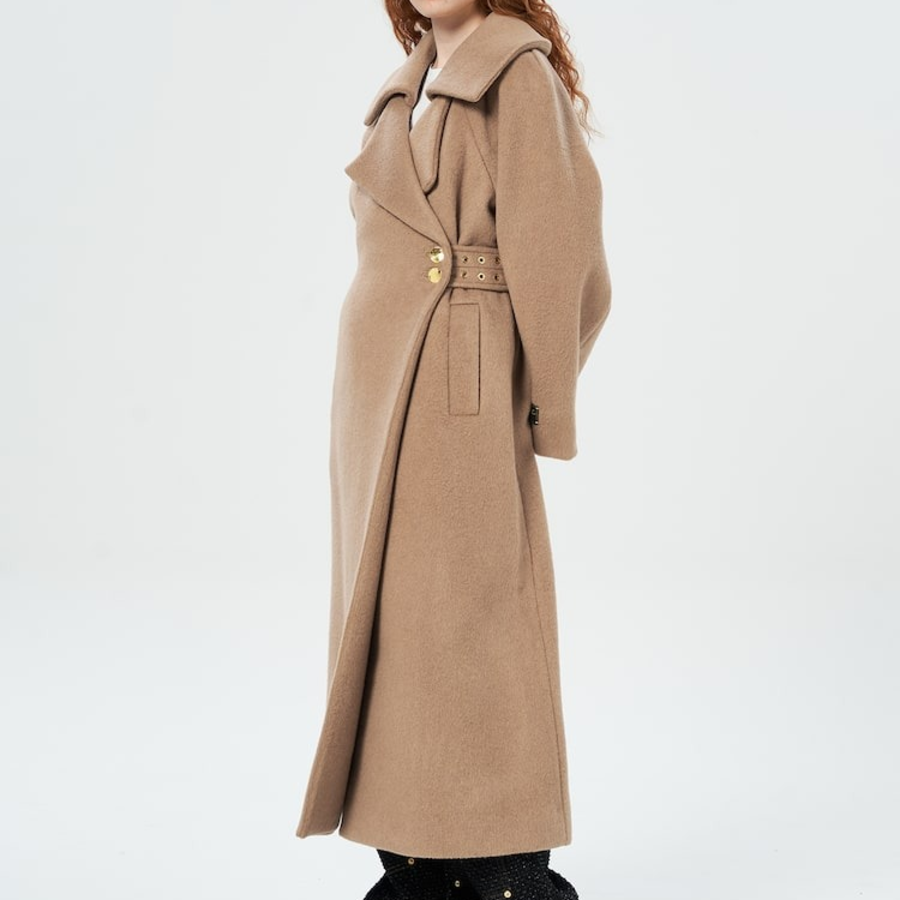 GANNI Double Face Wool Coat – Yellowish Brown
