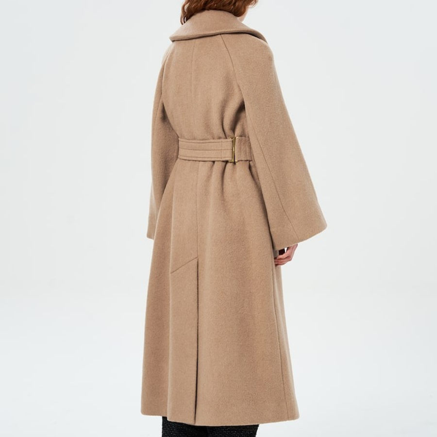 GANNI Double Face Wool Coat – Yellowish Brown