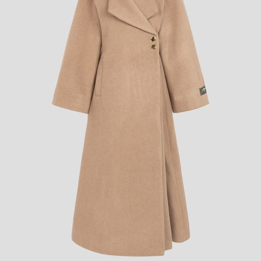 GANNI Double Face Wool Coat – Yellowish Brown