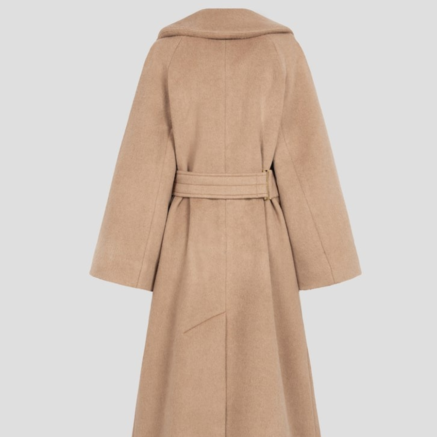 GANNI Double Face Wool Coat – Yellowish Brown