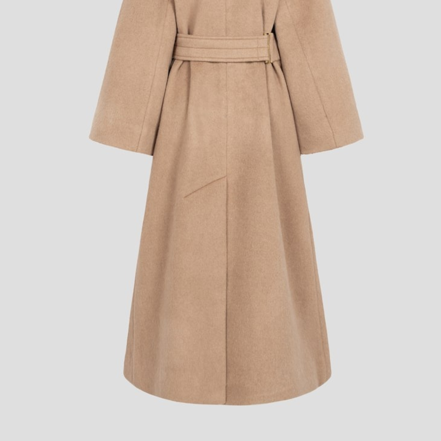 GANNI Double Face Wool Coat – Yellowish Brown